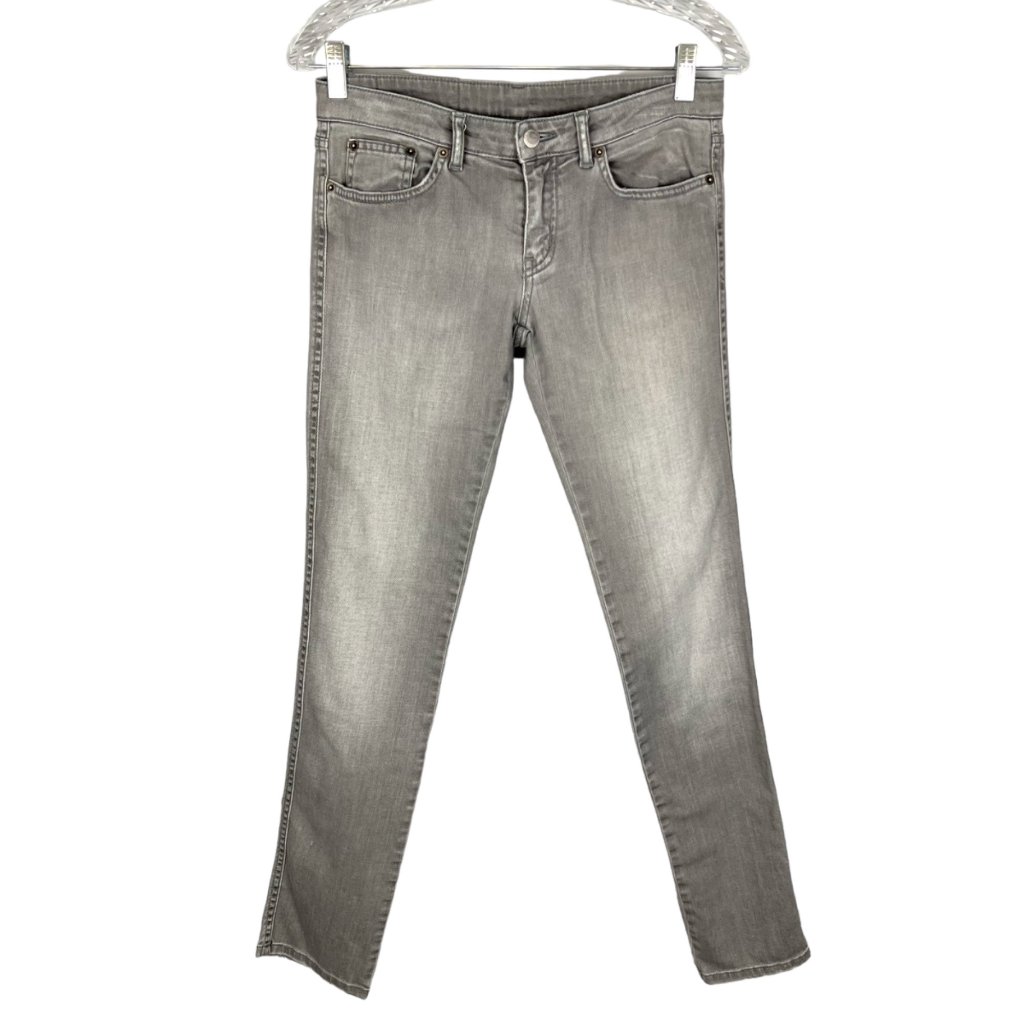 Red Valentino Womens Gray Skinny Jeans Pleated Pocket Made In Italy Size 26